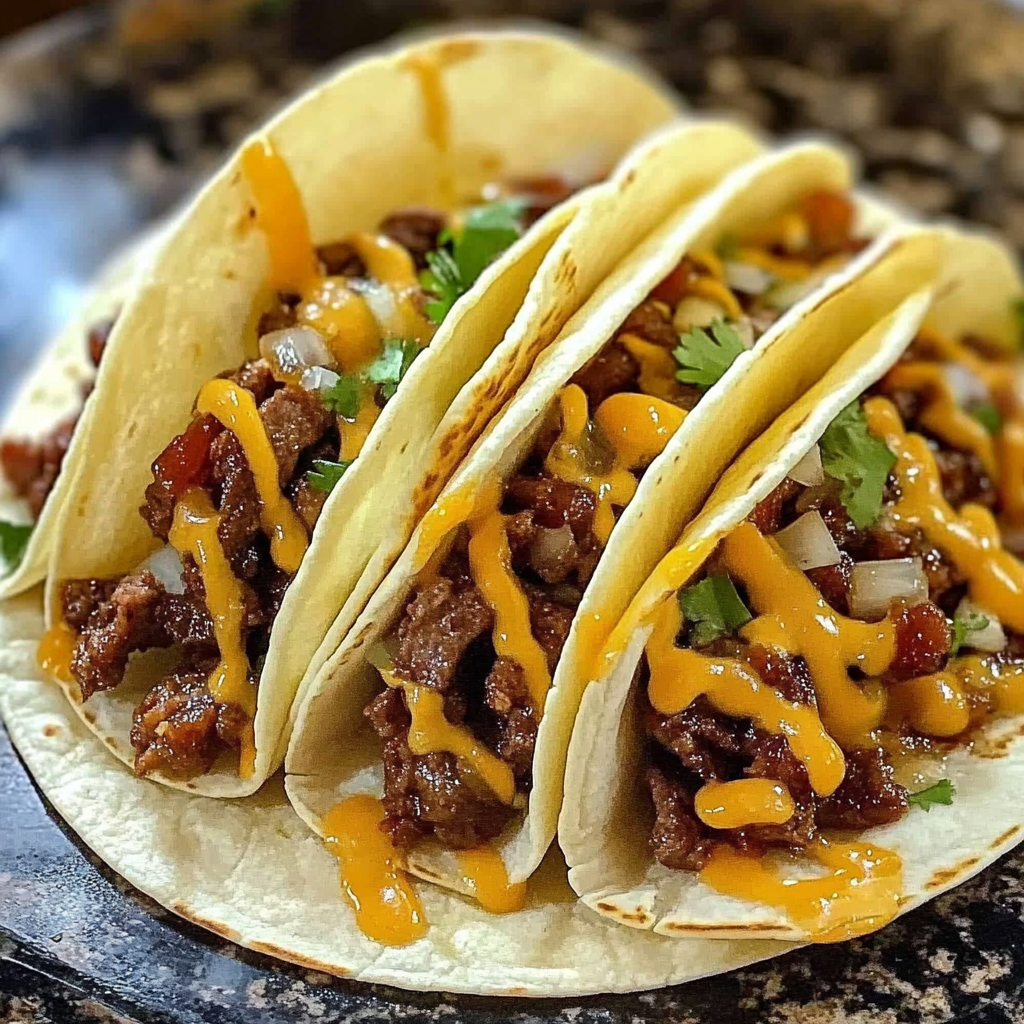 Garlic Butter Honey BBQ Beef Tacos