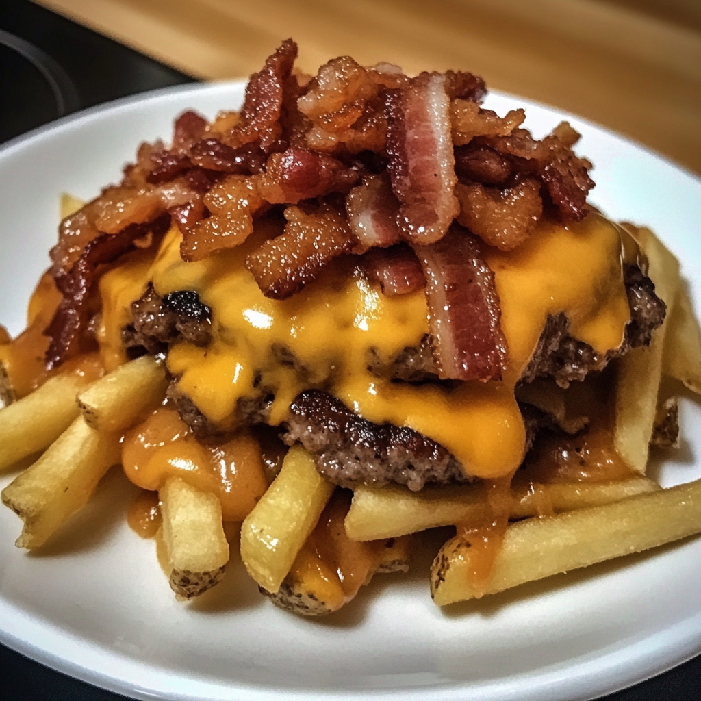 Maple Glazed Bacon Cheeseburger Poutine