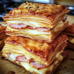 Crispy Ham & Cheese Puff Pastry Stacks – Easy, Flaky & Delicious!