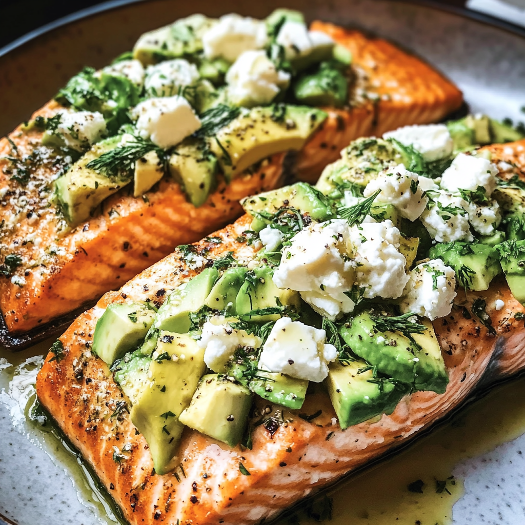 Baked Salmon with Avocado & Feta – Healthy, Flavorful & Easy Recipe