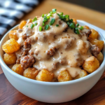 Tater Tot Breakfast Bowl with Sausage Gravy