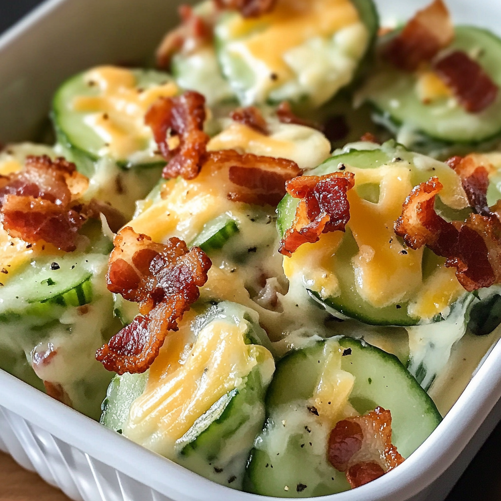 Creamy Cucumber Snack with Cheese and Bacon – Easy, Tasty, & Low-Carb Recipe