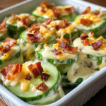 Creamy Cucumber Snack with Cheese and Bacon – Easy, Tasty, & Low-Carb Recipe