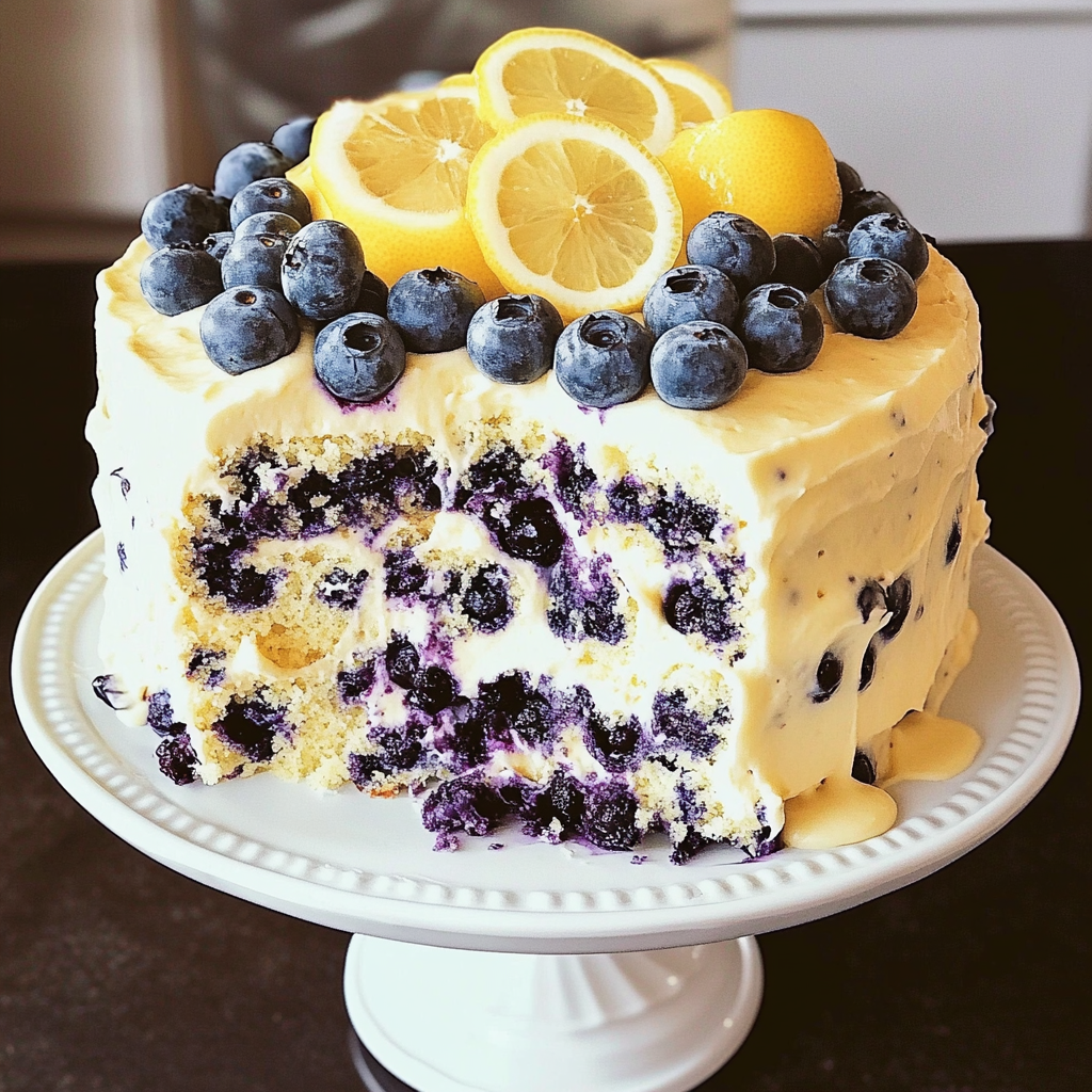 Best Lemon Blueberry Cake Recipe – Moist, Fluffy & Bursting with Flavor