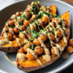 Sweet Potatoes with Tahini Butter Chickpeas – A Flavorful, Healthy Meal